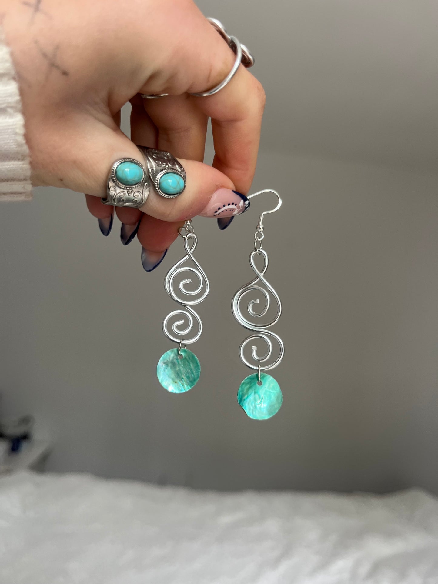 A aqua sister pair of dangles