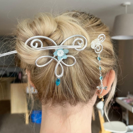 Aurora Hair pin- blue dragonfly