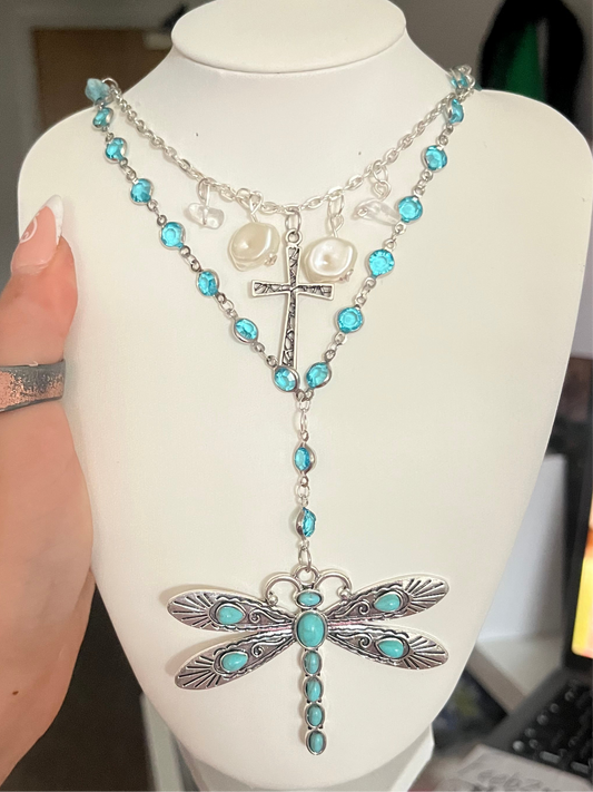 Layered dragonfly chain necklace🧚‍♂️