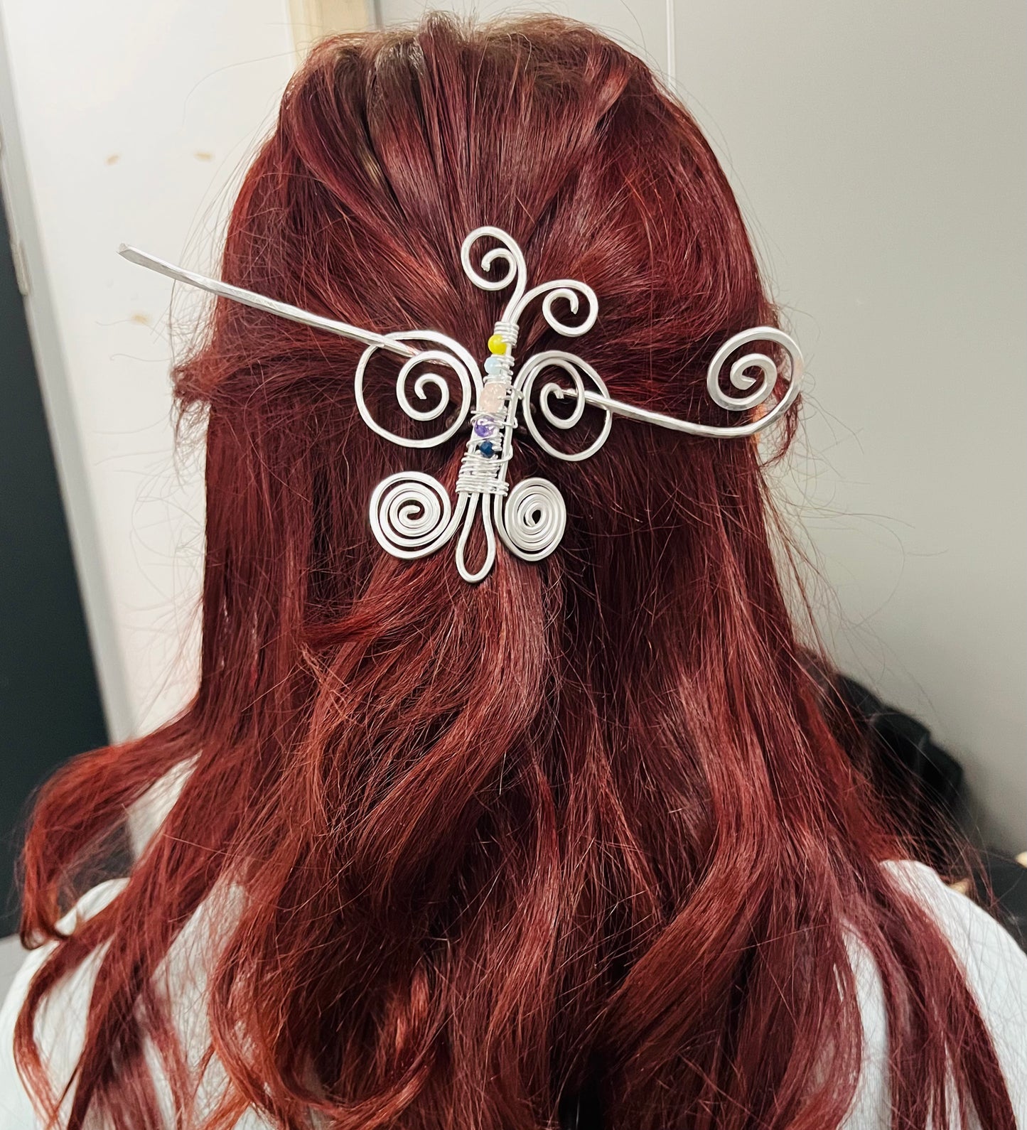Butterfly gemstone hair pin