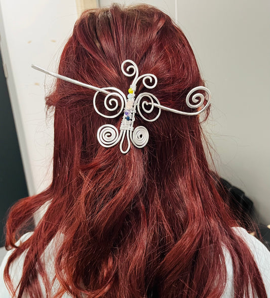 Butterfly gemstone hair pin