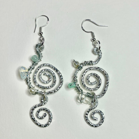 Double Spiral Gemstone Earrings